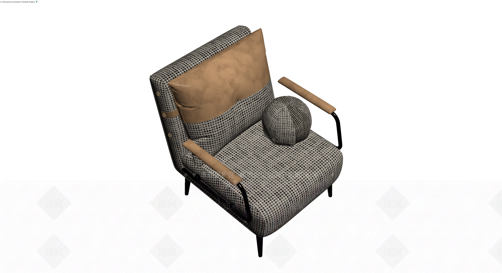 千鸟格单人扶手椅3D模型下载【ID:1230467220】