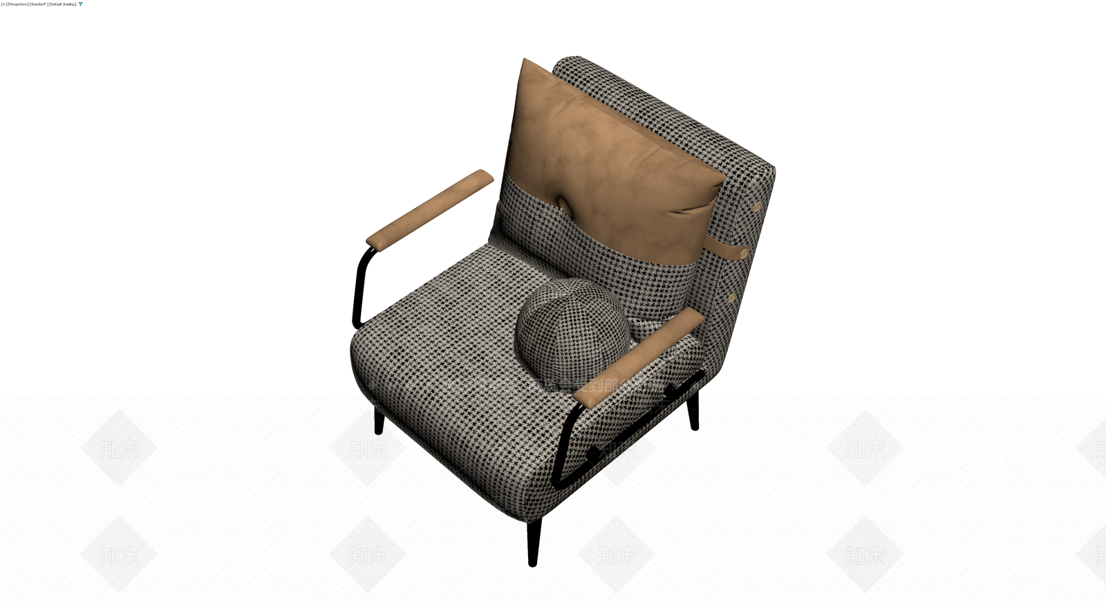 千鸟格单人扶手椅3D模型下载【ID:1230467220】
