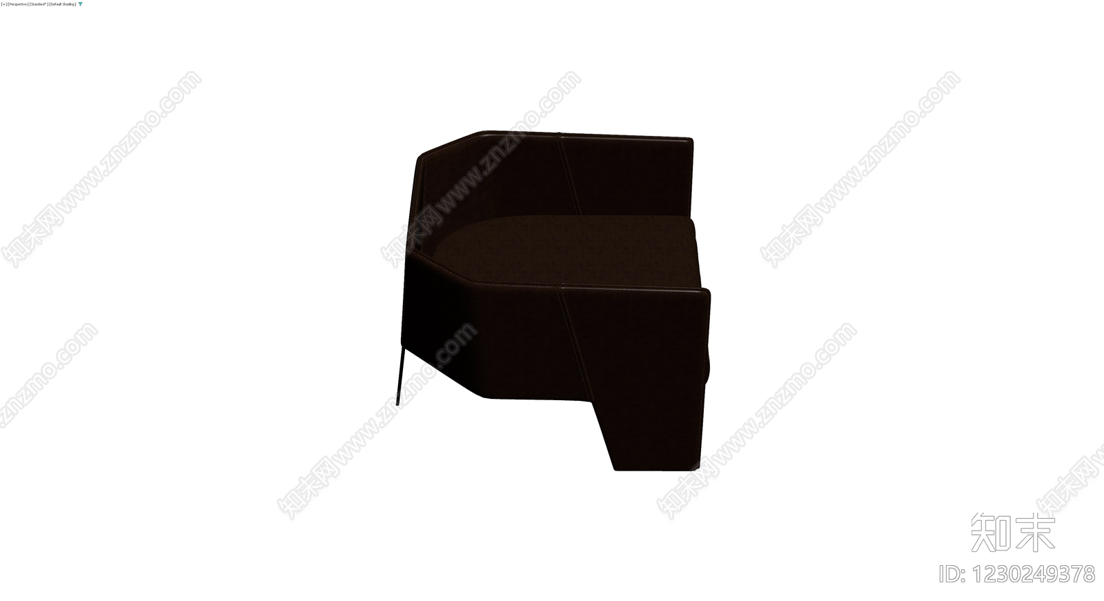 深棕色现代软包扶手椅3D模型下载【ID:1230249378】