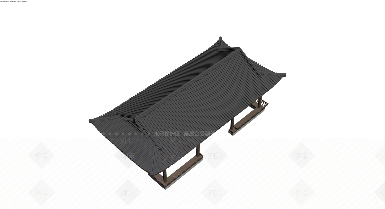 中式景观连廊建筑模型3D模型下载【ID:1229640826】