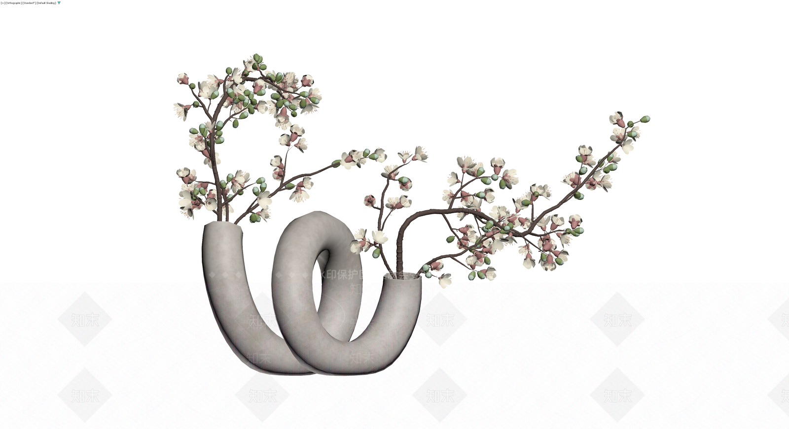 异形花瓶配樱花枝3D模型下载【ID:1230464042】