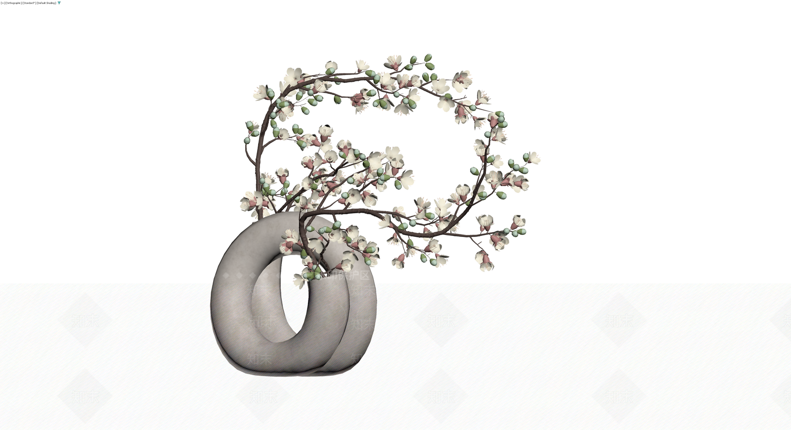 异形花瓶配樱花枝3D模型下载【ID:1230464042】