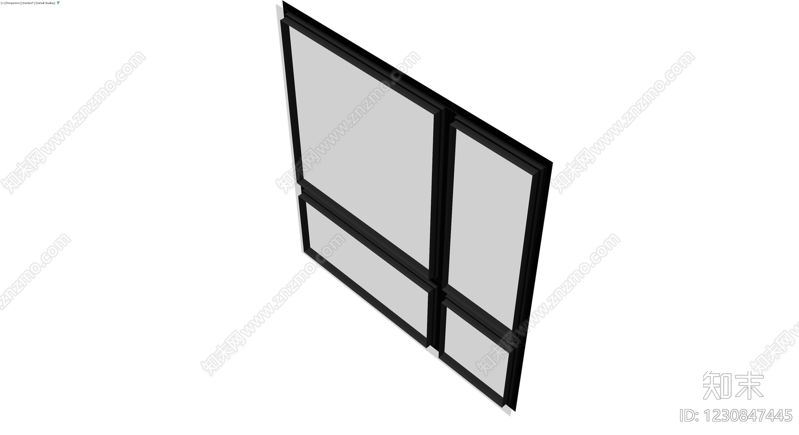 黑色边框四格窗体3D模型下载【ID:1230847445】