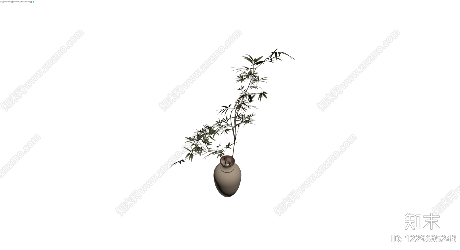 陶罐插竹盆栽3D模型下载【ID:1229695243】