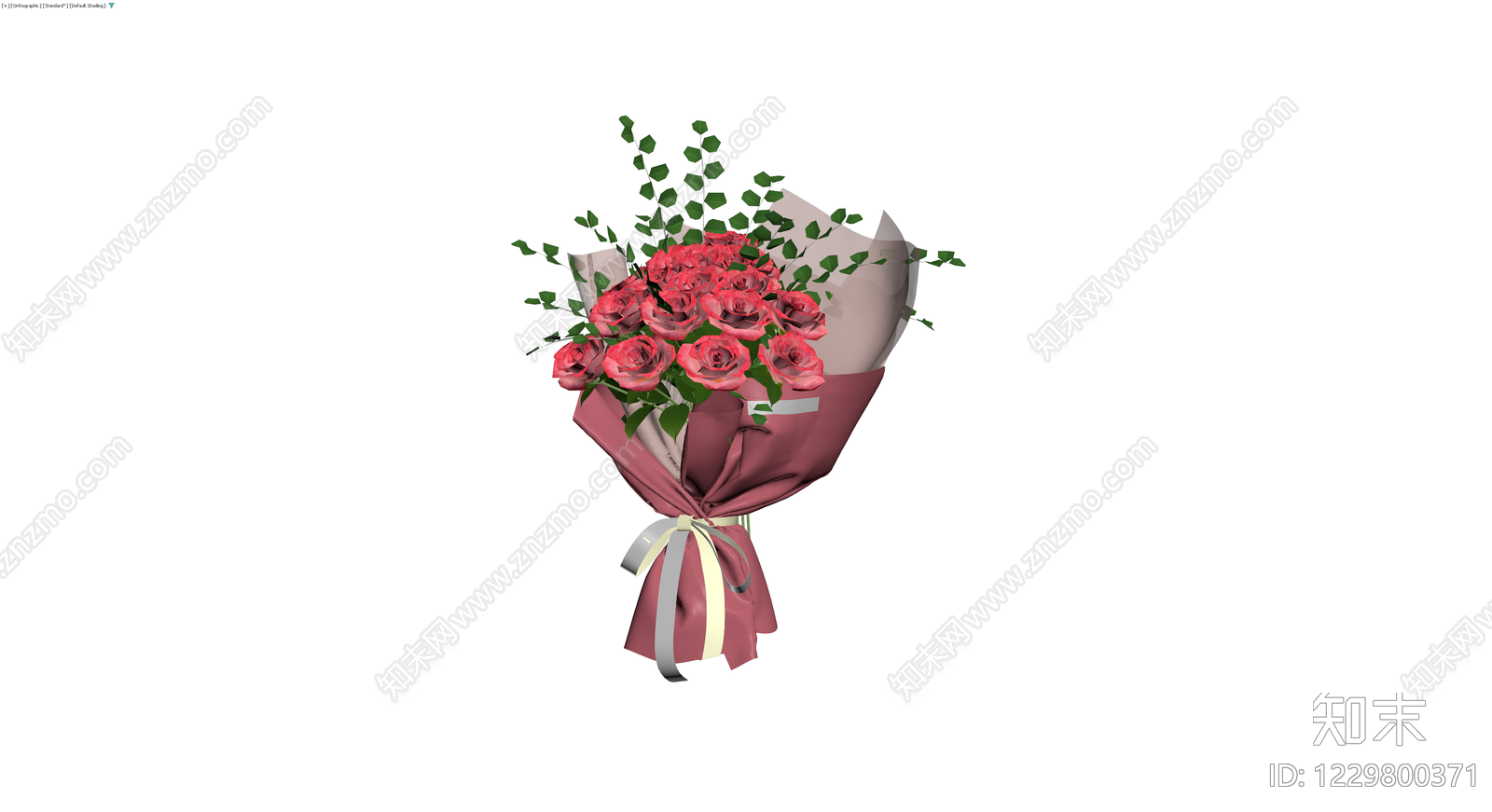 粉色玫瑰花束3D模型下载【ID:1229800371】
