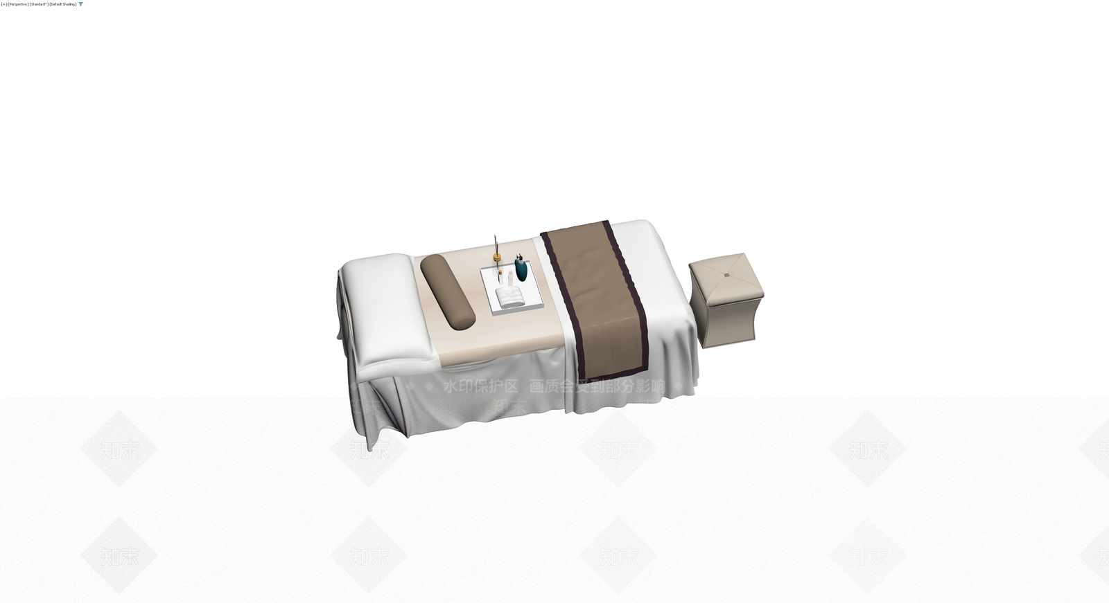 SPA按摩床及软饰组合3D模型下载【ID:1230730837】