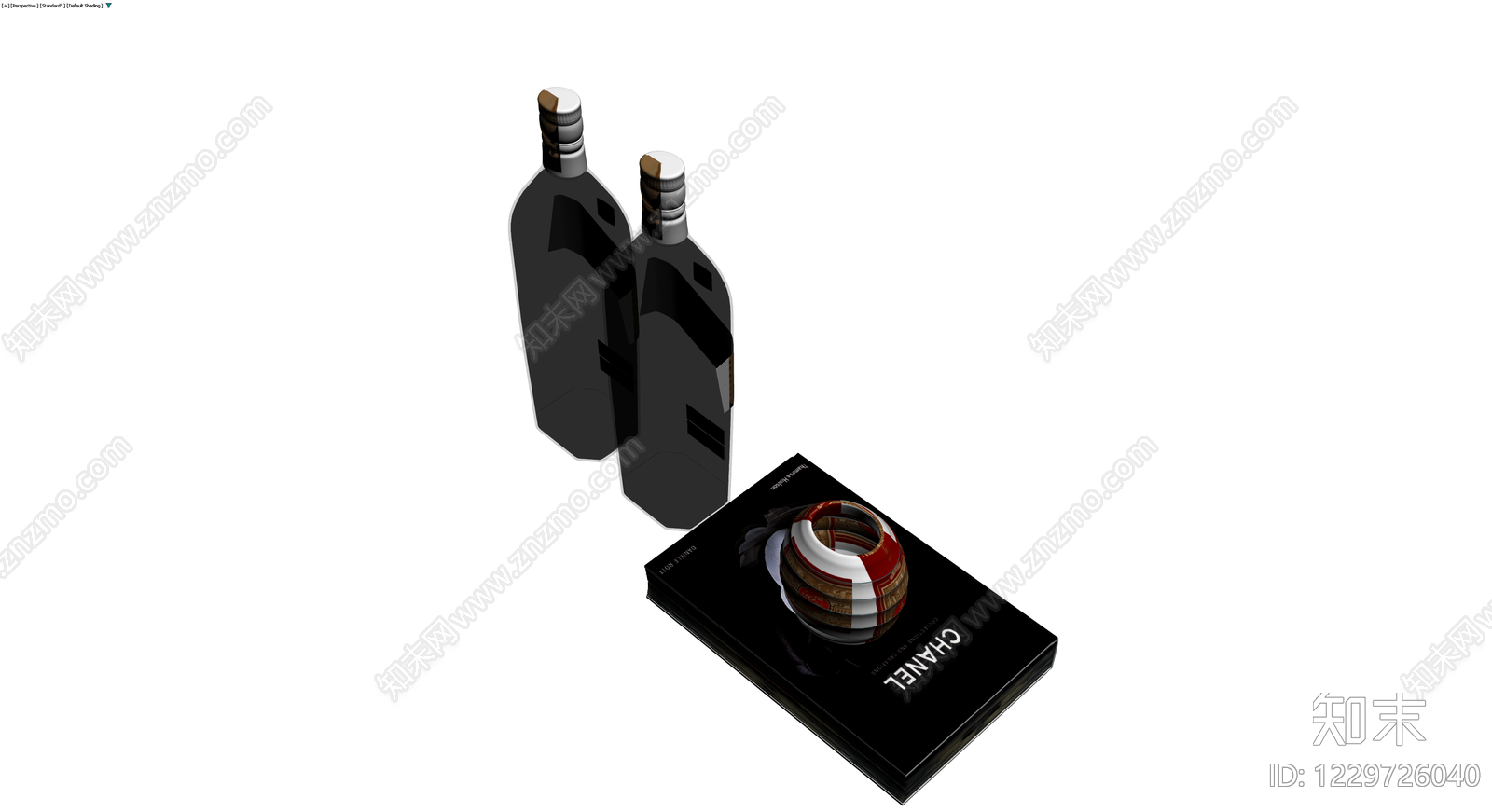 书籍与酒瓶组合模型3D模型下载【ID:1229726040】
