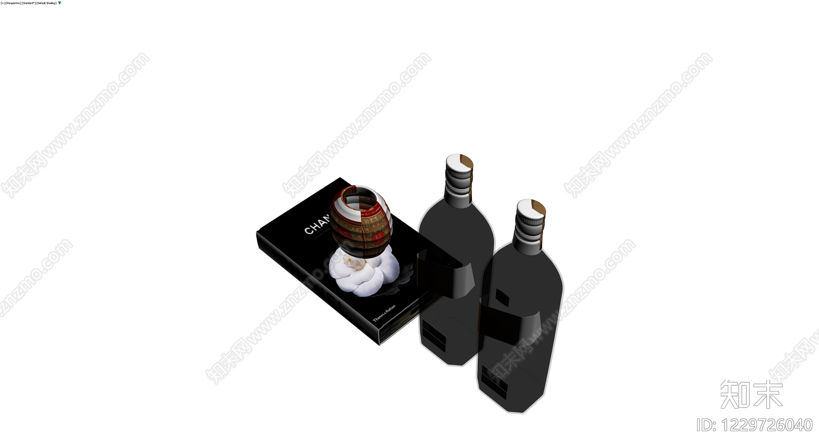 书籍与酒瓶组合模型3D模型下载【ID:1229726040】