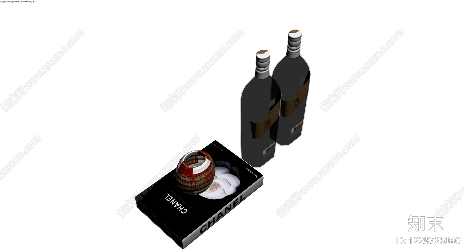 书籍与酒瓶组合模型3D模型下载【ID:1229726040】