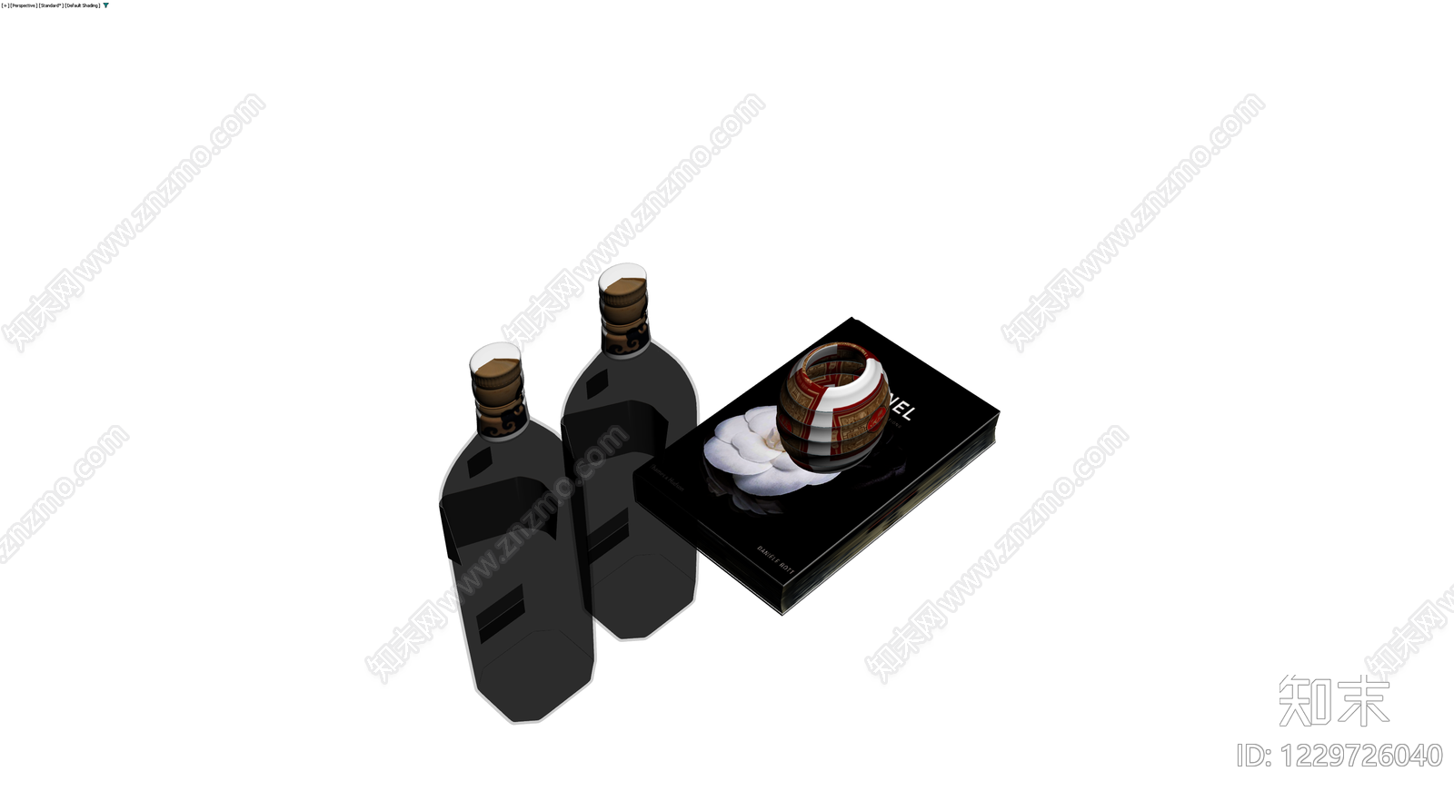 书籍与酒瓶组合模型3D模型下载【ID:1229726040】
