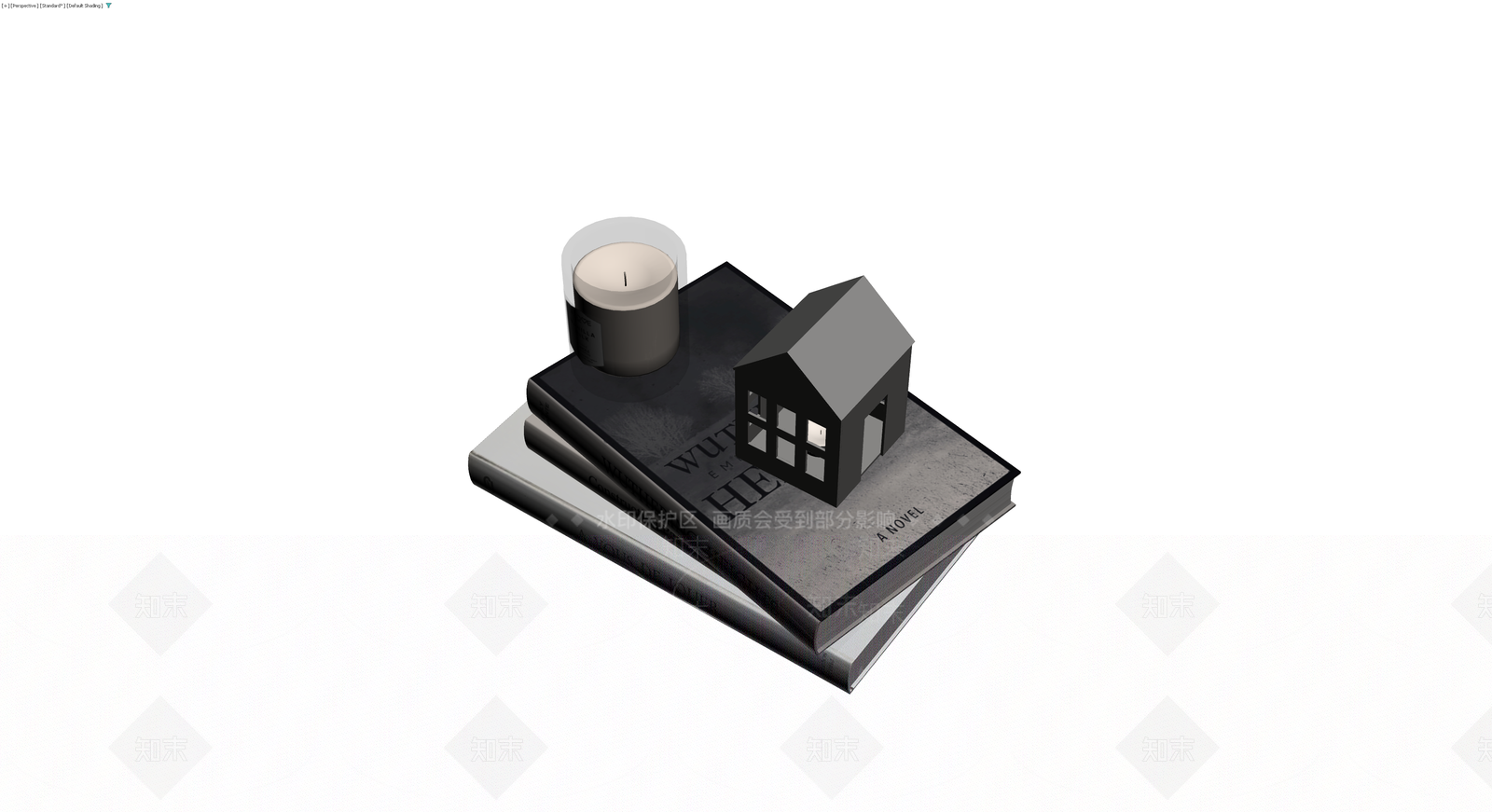 书籍蜡烛房屋组合3D模型下载【ID:1230166122】