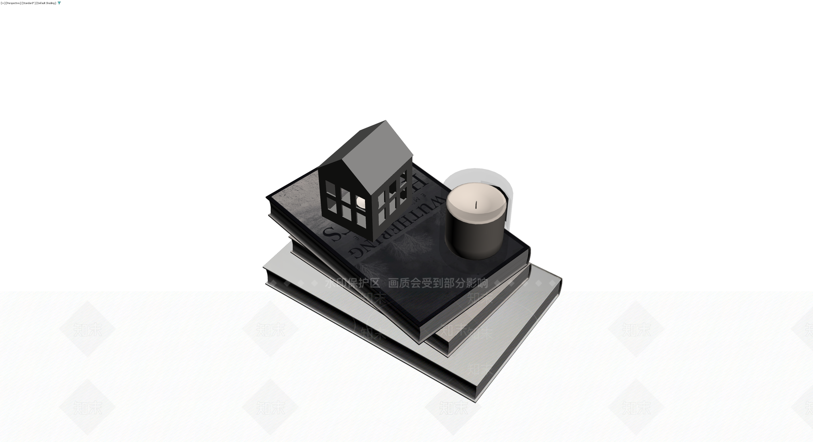 书籍蜡烛房屋组合3D模型下载【ID:1230166122】
