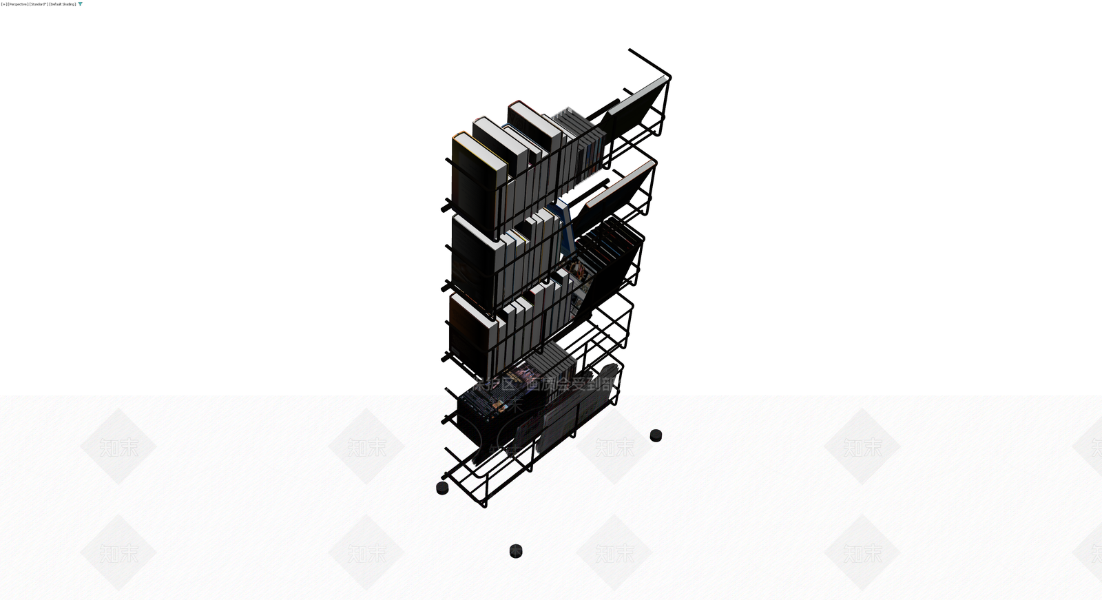 黑色多层杂志展示架3D模型下载【ID:1230108566】