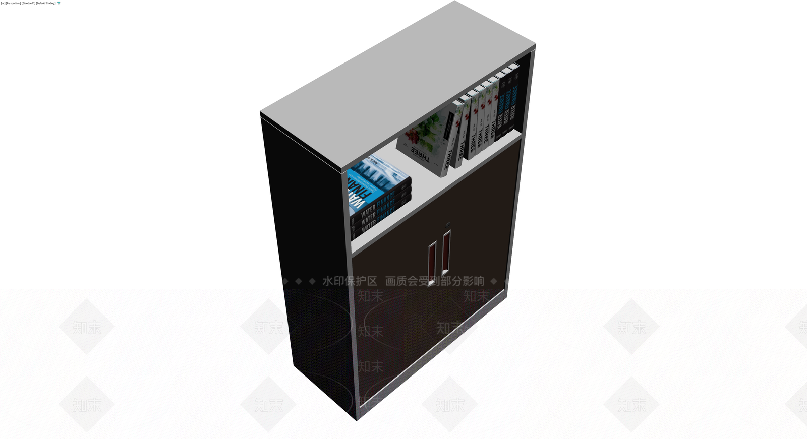 带书柜门的组合储物柜3D模型下载【ID:1229645747】