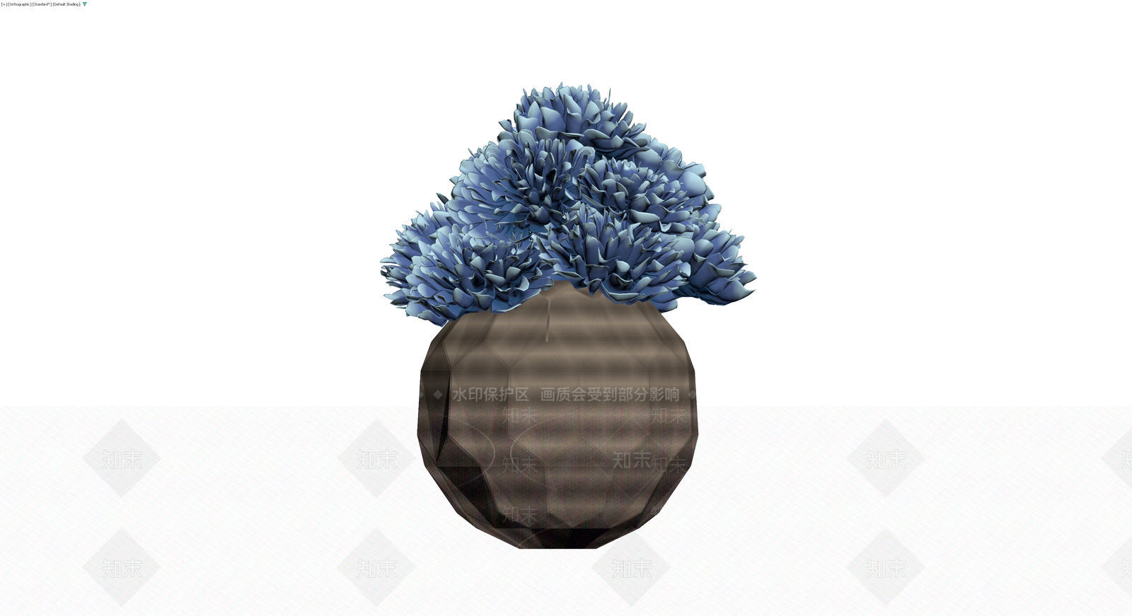 蓝色盆栽花卉组合3D模型下载【ID:1230412947】