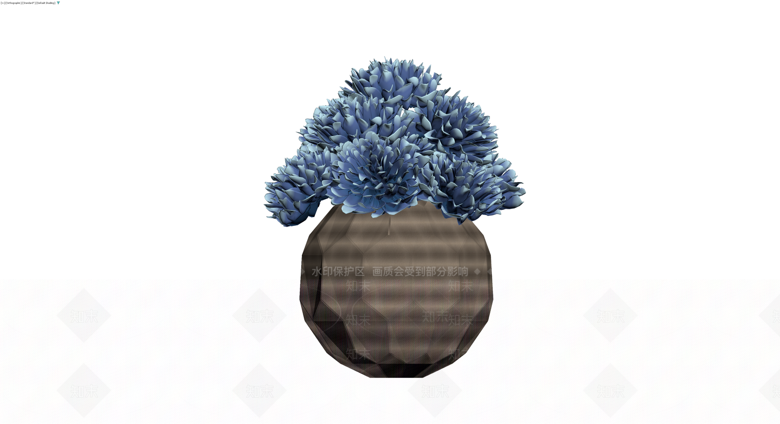 蓝色盆栽花卉组合3D模型下载【ID:1230412947】