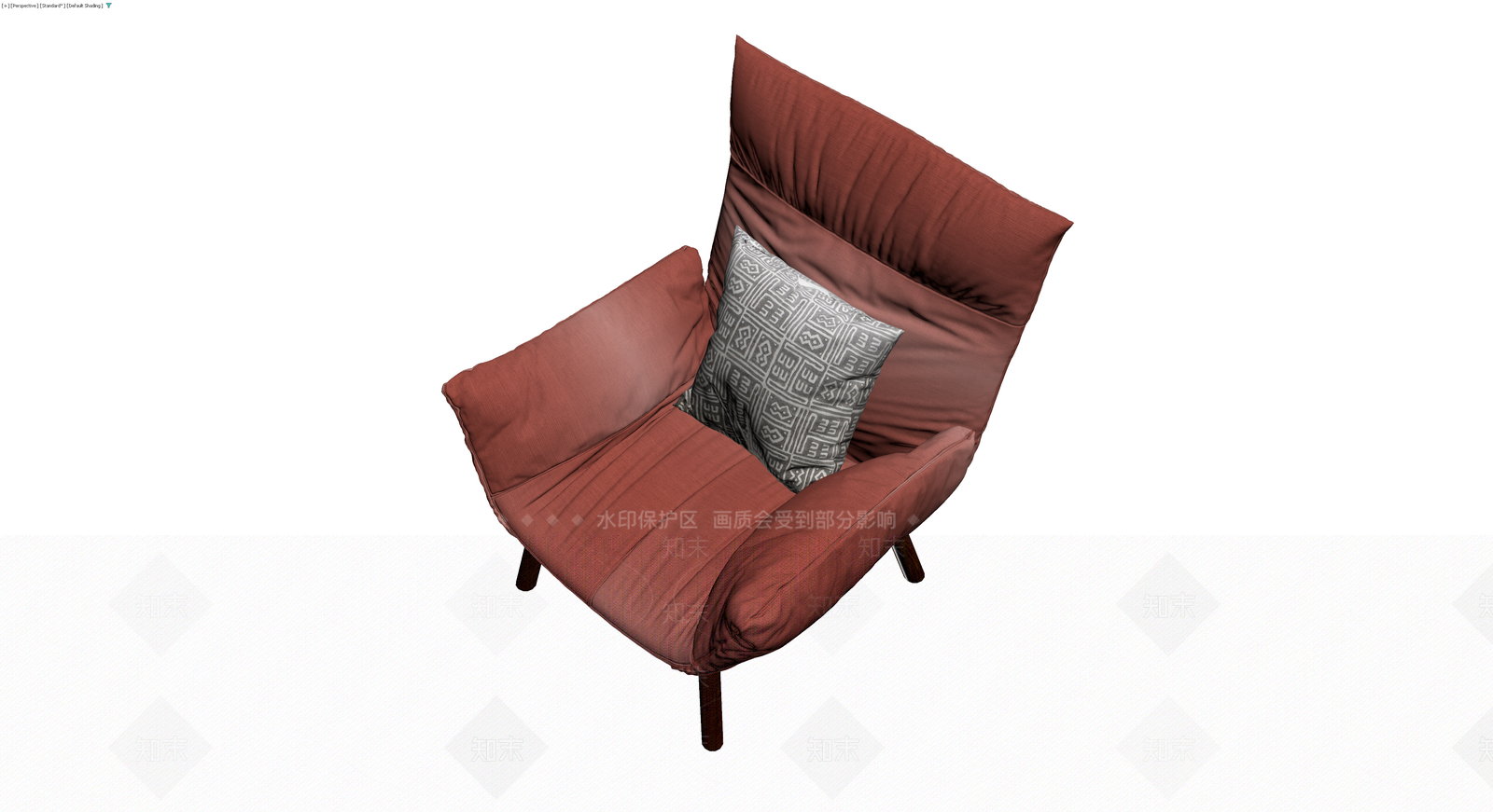 红褐色布艺单人沙发3D模型下载【ID:1230320775】