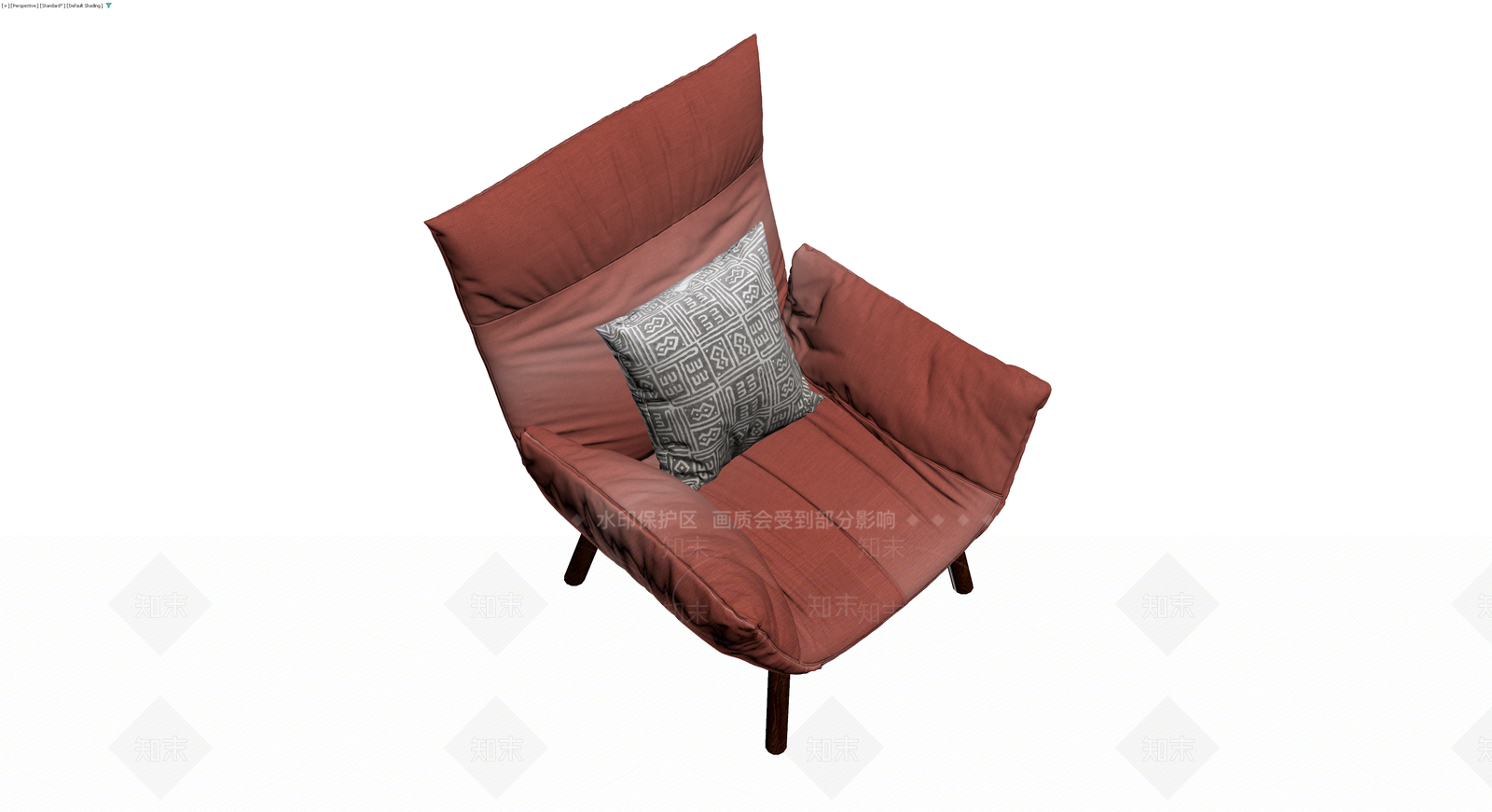 红褐色布艺单人沙发3D模型下载【ID:1230320775】