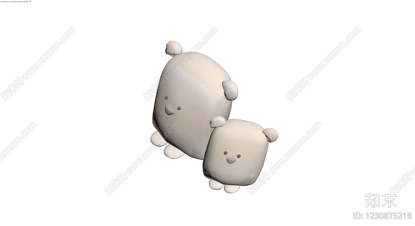 卡通母子熊雕塑模型3D模型下载【ID:1230875216】