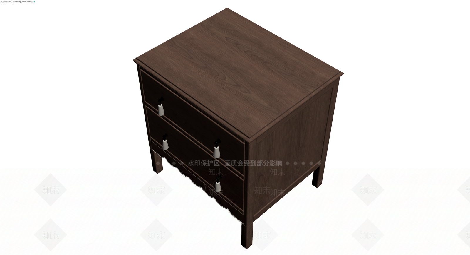 深木色三斗床头柜3D模型下载【ID:1230174846】