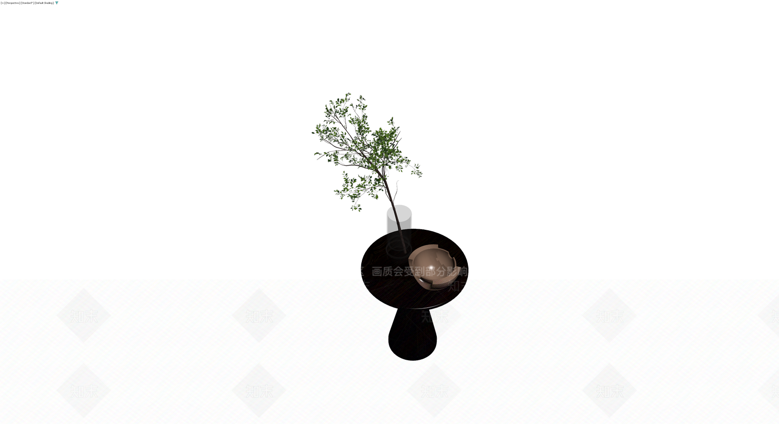 黑色边几配盆栽摆件3D模型下载【ID:1230541952】