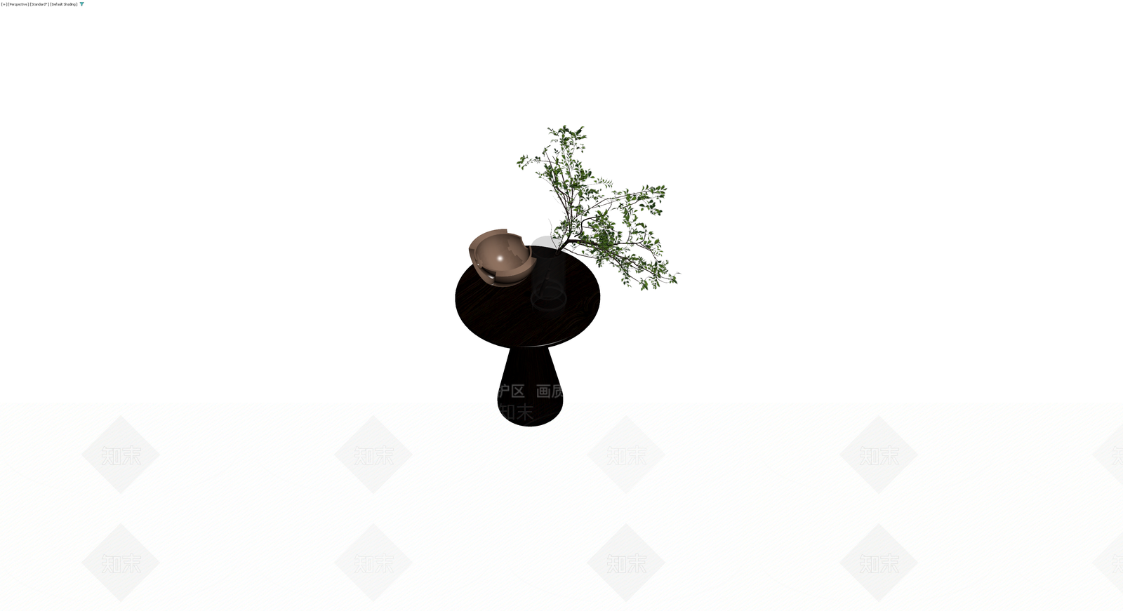 黑色边几配盆栽摆件3D模型下载【ID:1230541952】