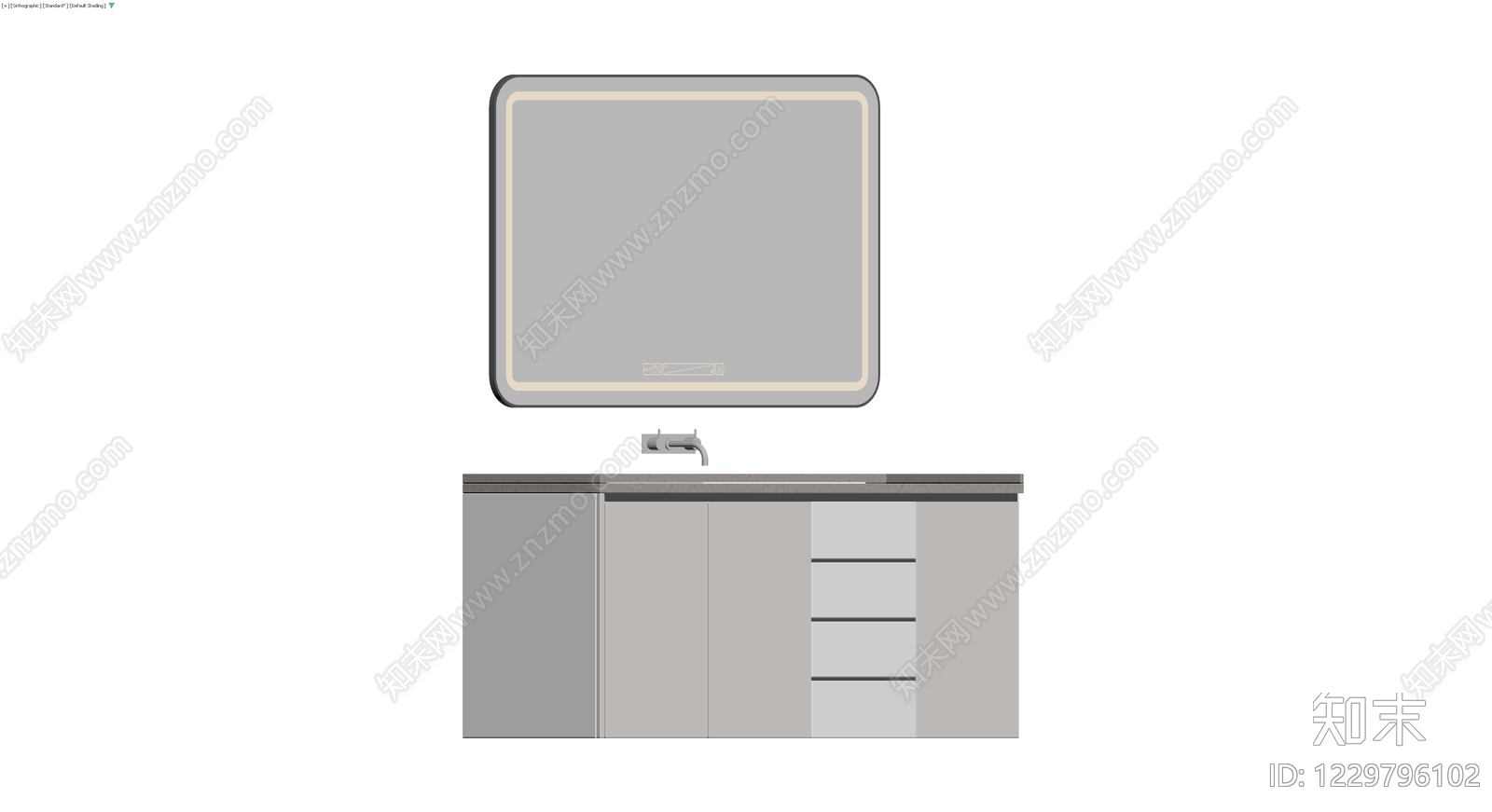 现代浴室柜镜组合3D模型下载【ID:1229796102】