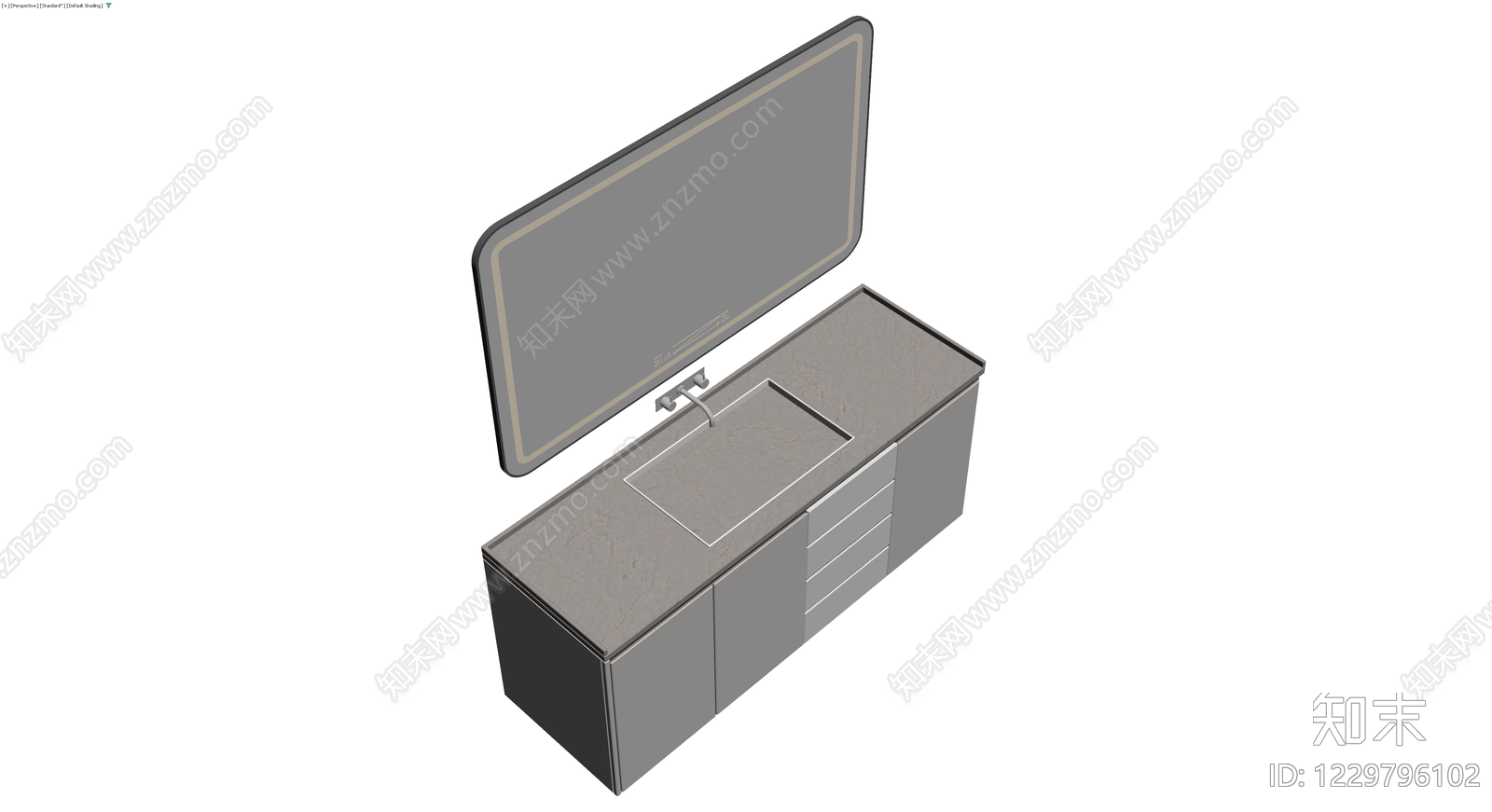 现代浴室柜镜组合3D模型下载【ID:1229796102】
