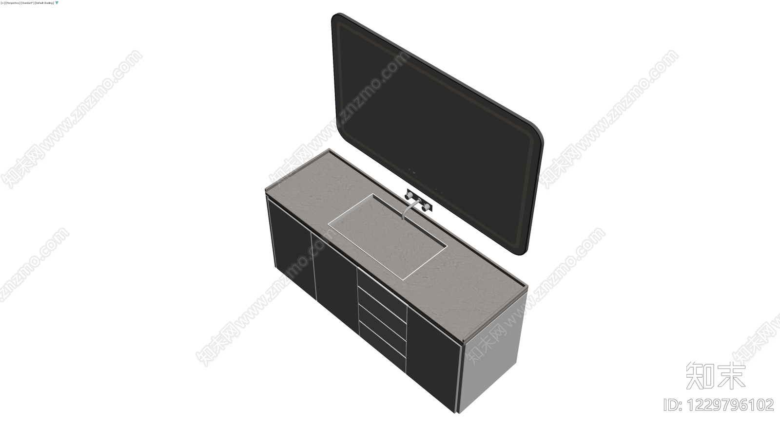 现代浴室柜镜组合3D模型下载【ID:1229796102】