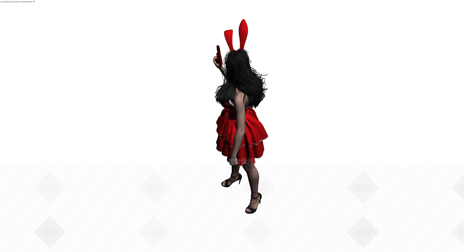 持枪红裙兔女郎3D模型3D模型下载【ID:1230614035】