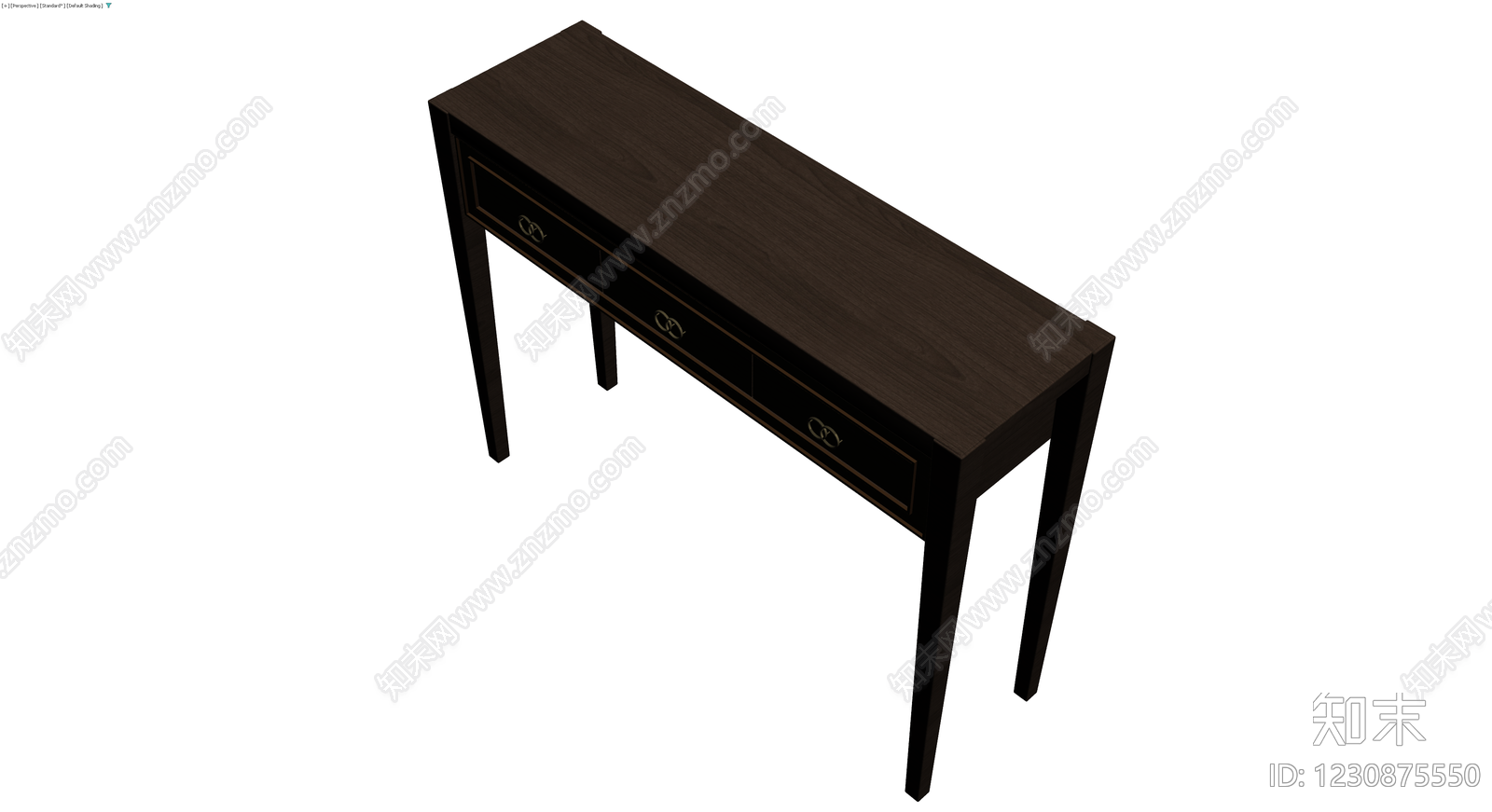 深色木质三斗长桌3D模型下载【ID:1230875550】