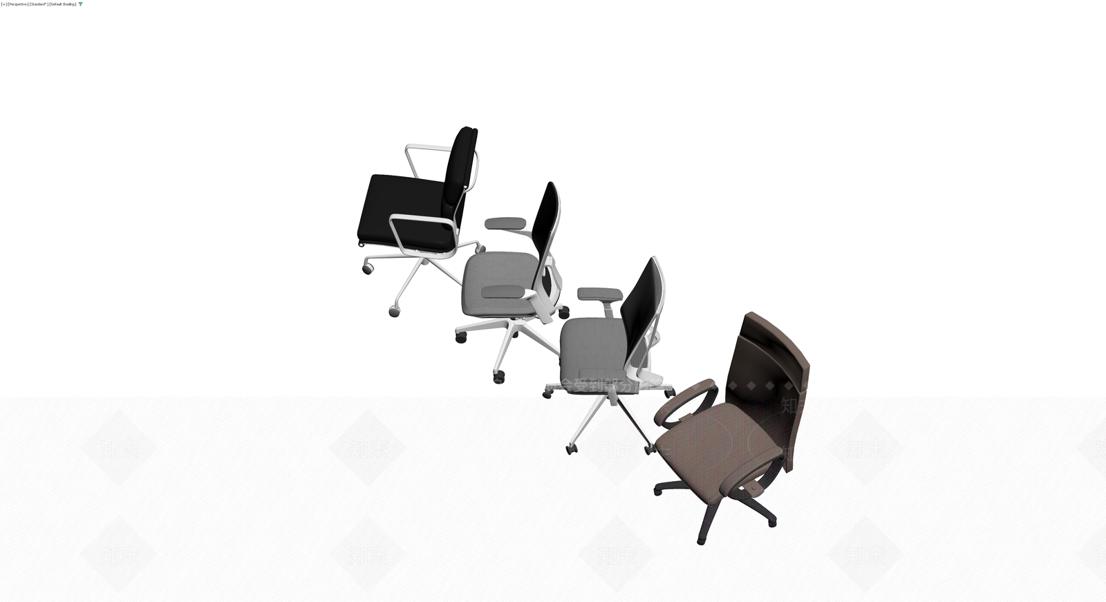 四款办公椅组合3D模型下载【ID:1229920614】