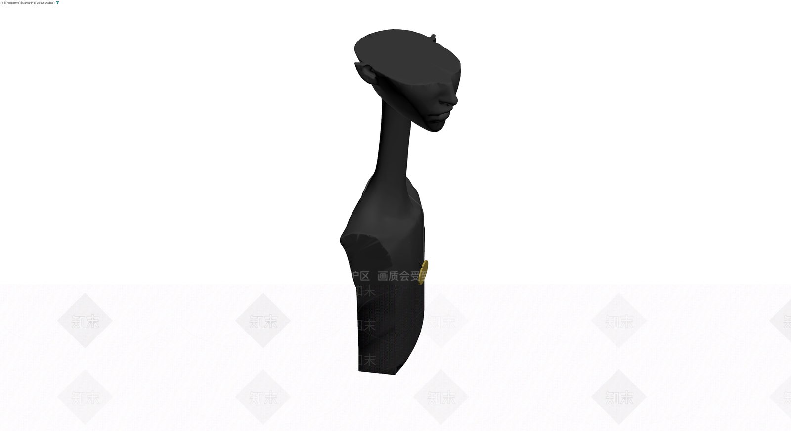 佩戴项链的人体雕塑灰模3D模型下载【ID:1229881678】