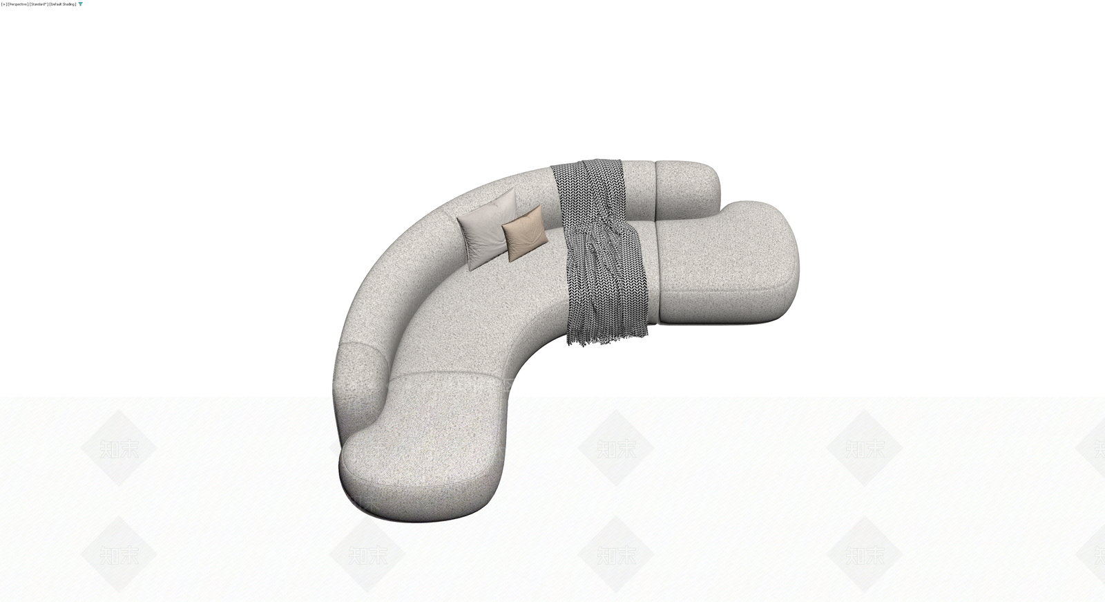 L型布艺沙发组合3D模型下载【ID:1229896237】