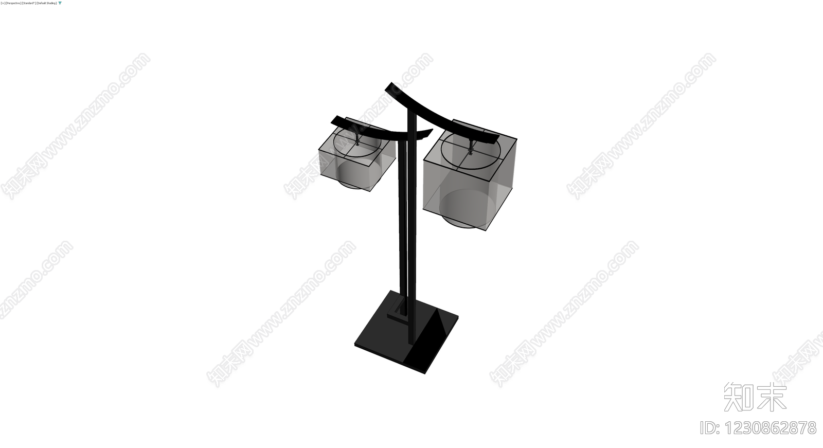 黑色金属双头落地灯3D模型下载【ID:1230862878】