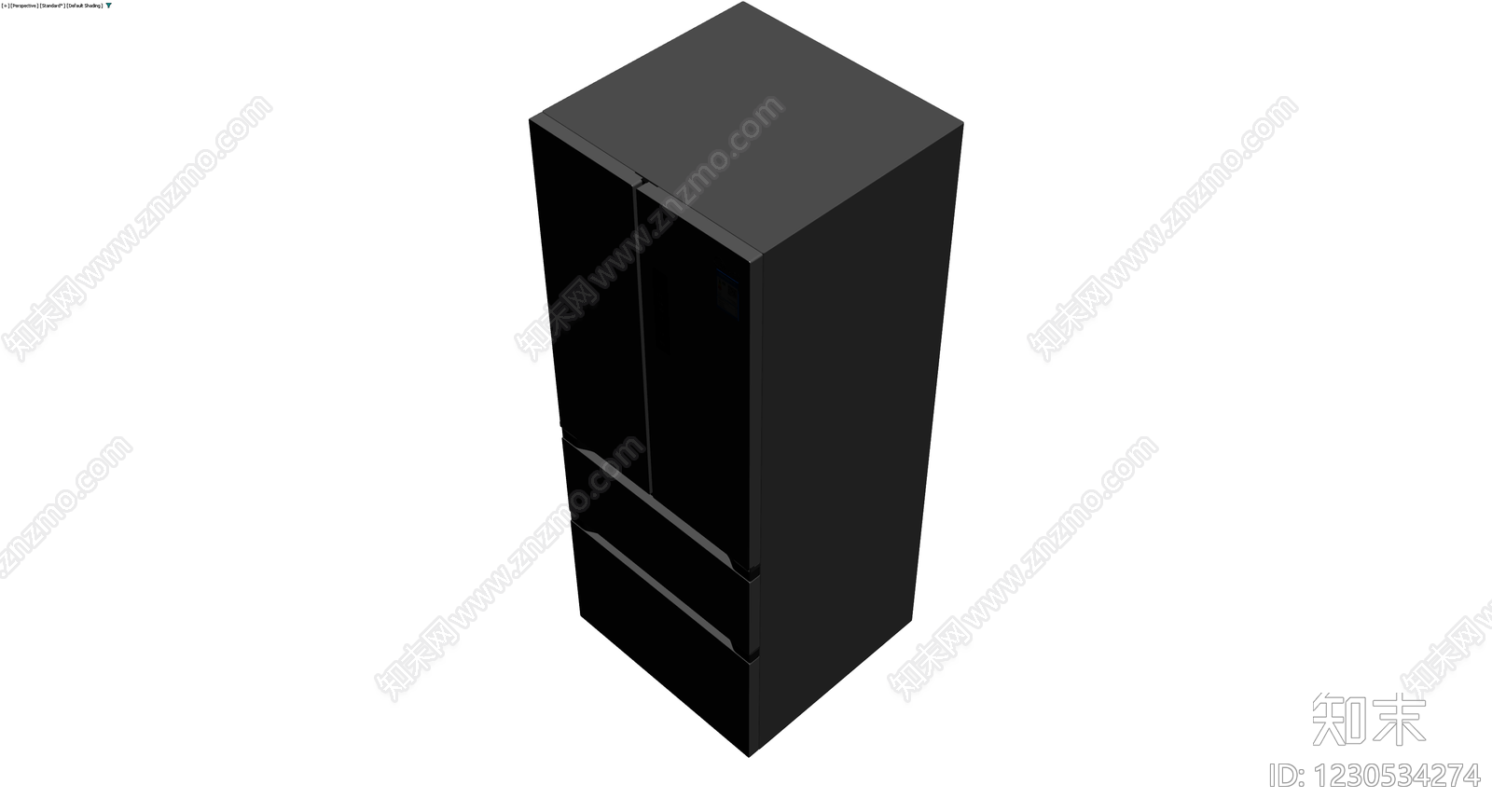 黑色四门冰箱模型3D模型下载【ID:1230534274】