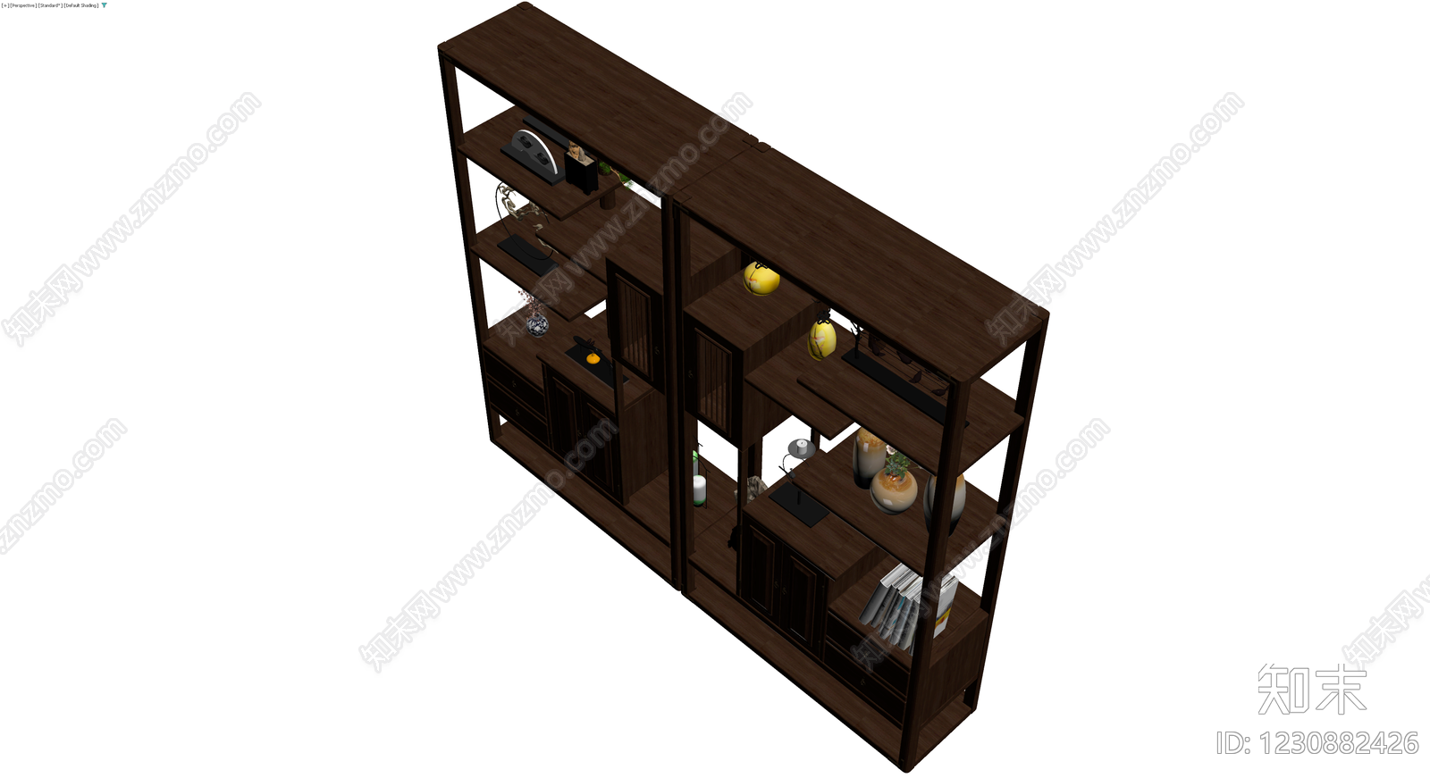 中式实木博古架组合3D模型下载【ID:1230882426】