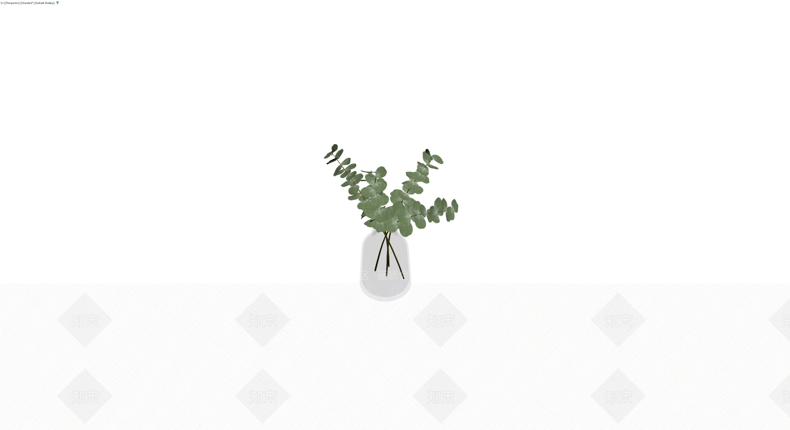 玻璃花瓶配尤加利叶3D模型下载【ID:1230178191】
