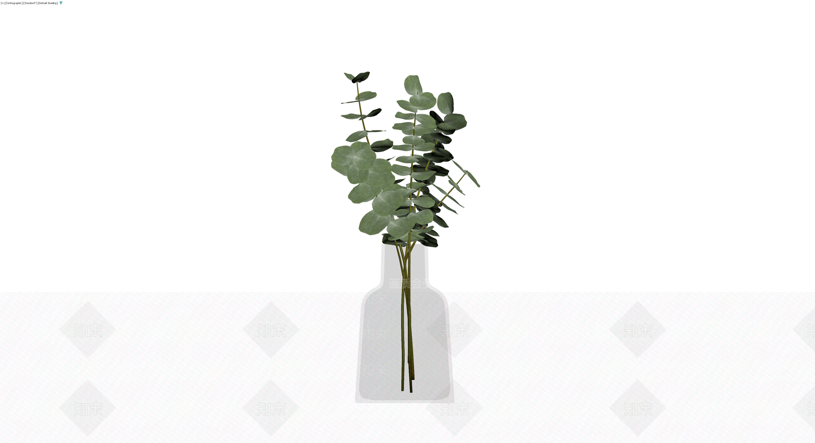 玻璃花瓶配尤加利叶3D模型下载【ID:1230178191】