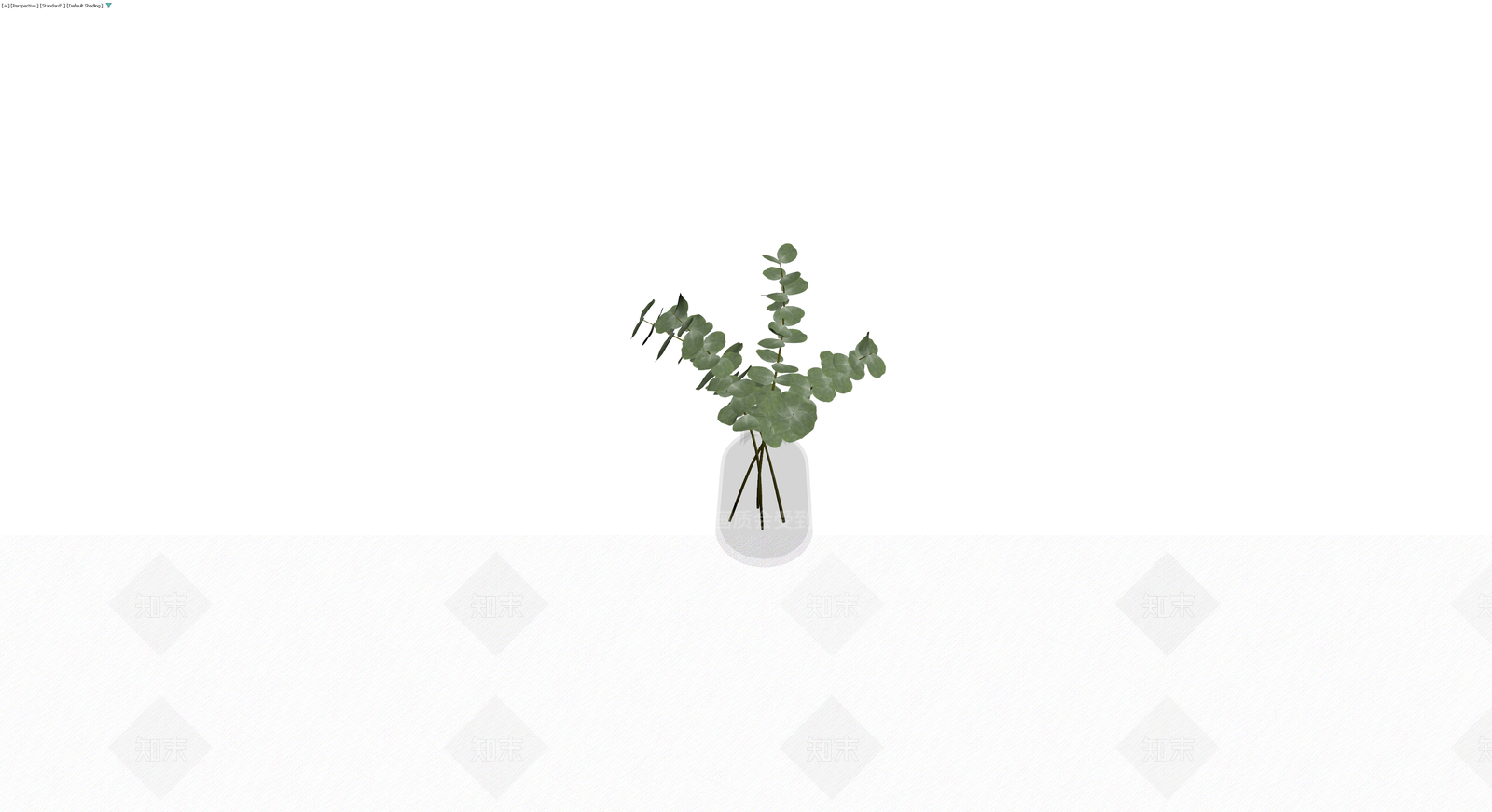 玻璃花瓶配尤加利叶3D模型下载【ID:1230178191】