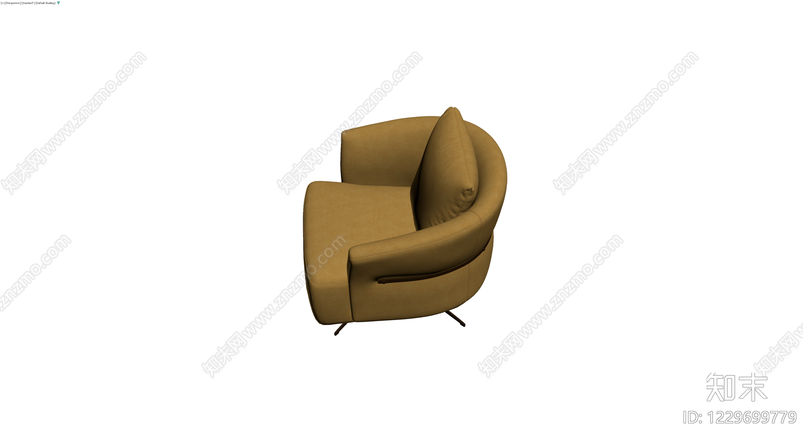 黄褐色布艺单人沙发3D模型下载【ID:1229699779】