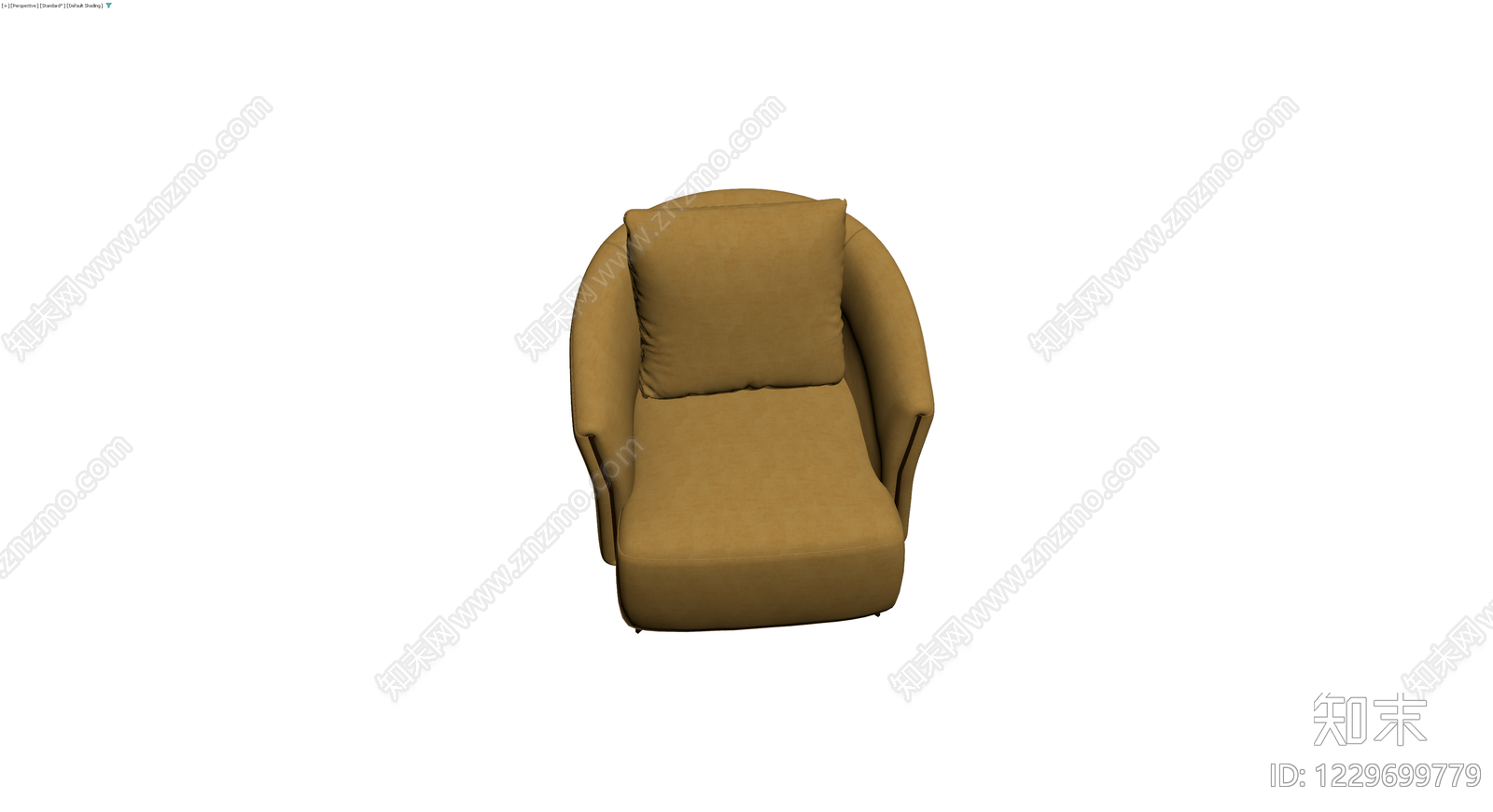 黄褐色布艺单人沙发3D模型下载【ID:1229699779】