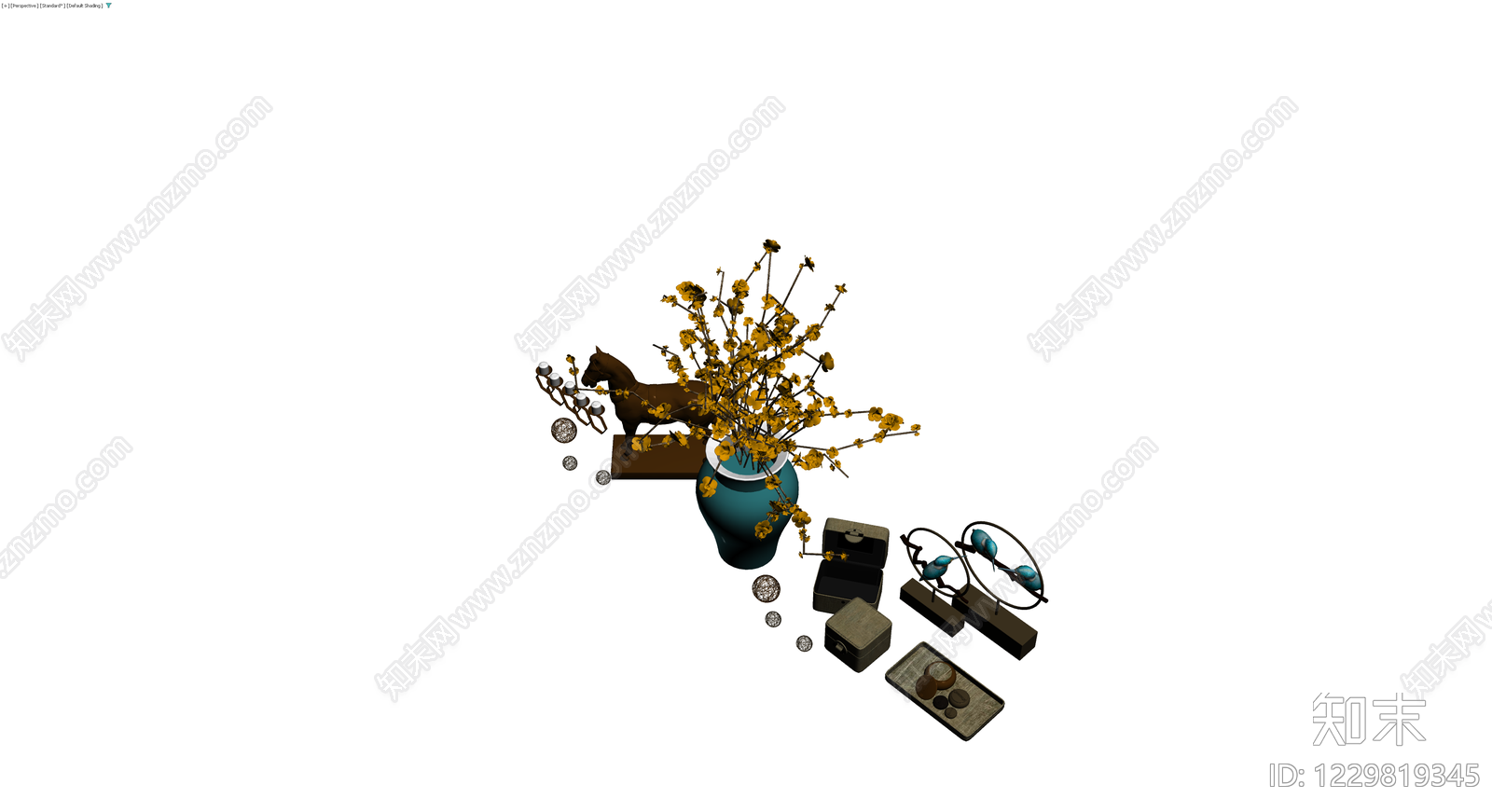 中式摆件组合套装3D模型下载【ID:1229819345】