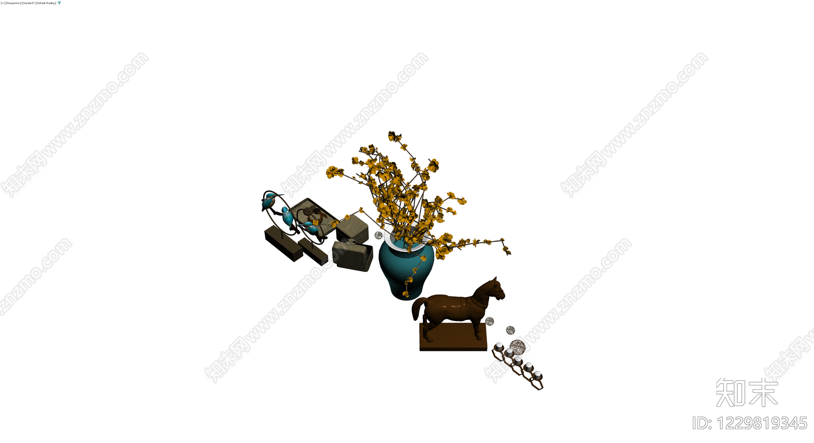 中式摆件组合套装3D模型下载【ID:1229819345】