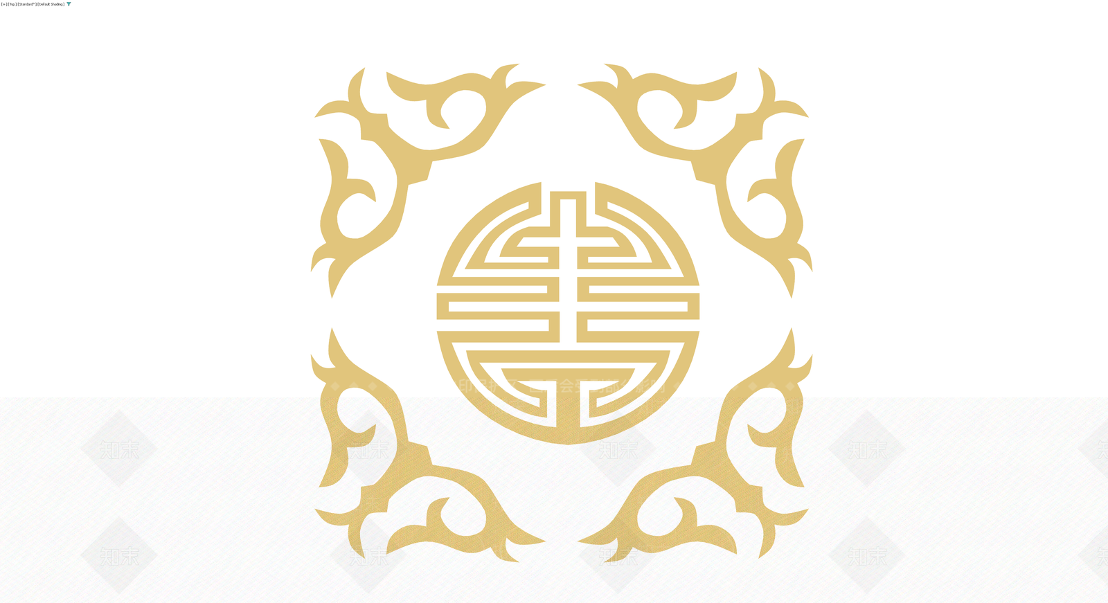 金色中式镂空装饰摆件3D模型下载【ID:1229923629】