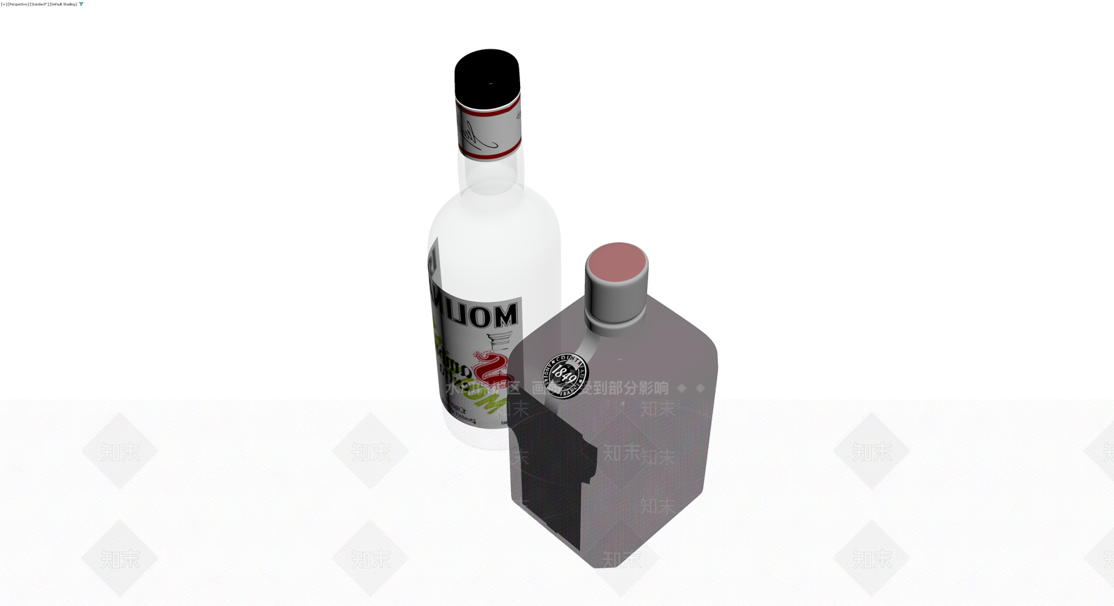 Molinari利口酒与玻璃瓶组合3D模型下载【ID:1230603115】