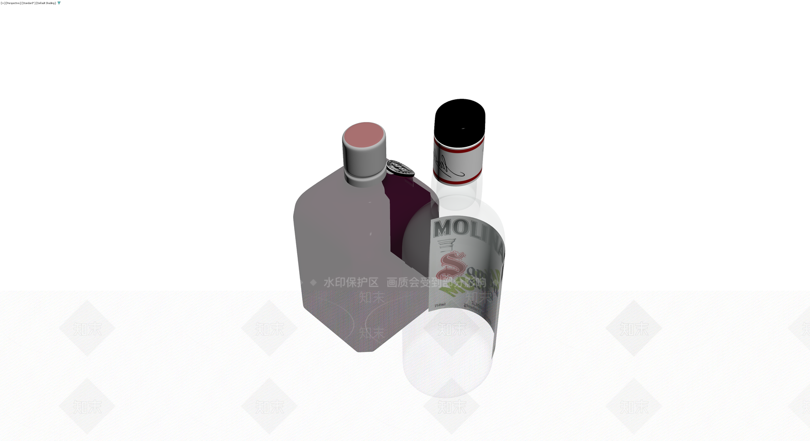 Molinari利口酒与玻璃瓶组合3D模型下载【ID:1230603115】