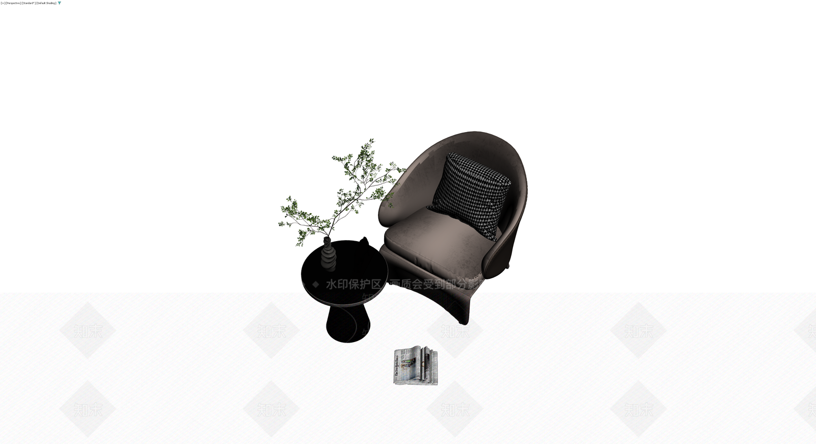 休闲椅边几盆栽组合3D模型下载【ID:1230651652】