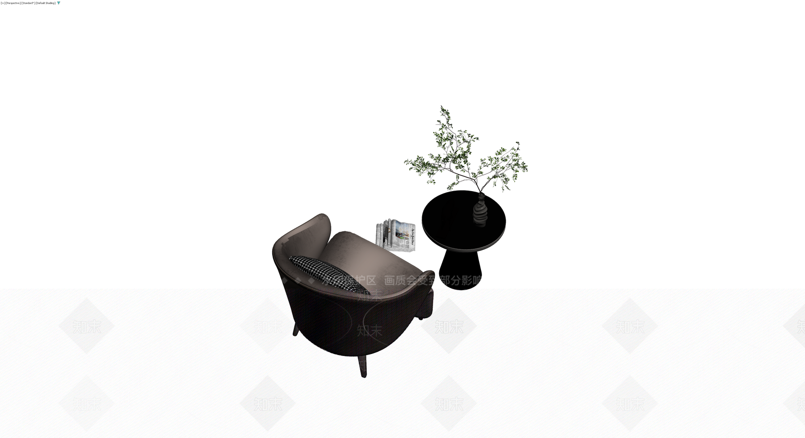 休闲椅边几盆栽组合3D模型下载【ID:1230651652】