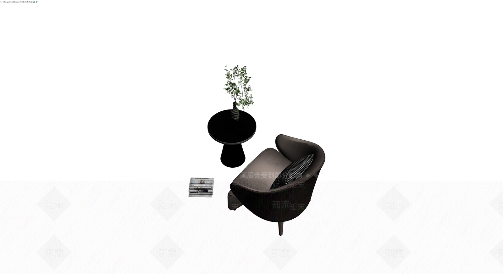 休闲椅边几盆栽组合3D模型下载【ID:1230651652】